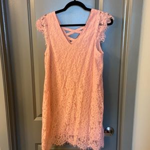 Pink lace dress.